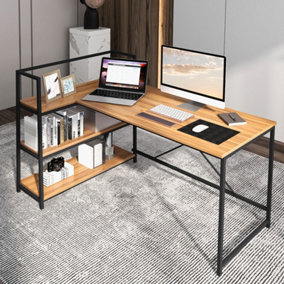 Costway L-Shaped Corner Computer Desk Study Writing Table Workstation with Storage Shelf