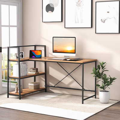Fitueyes small corner study sales writing desk with shelf cd307002ww