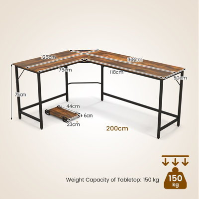 Costway L-Shaped Home Office Desk Computer Corner Desk Gaming Table with CPU Stand