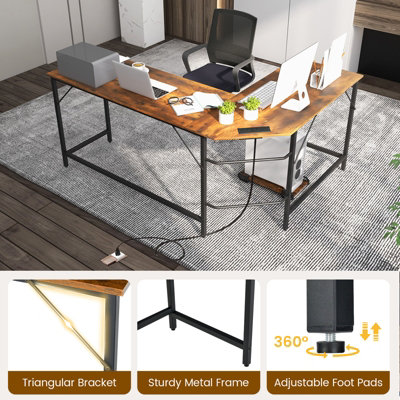 Costway L-Shaped Home Office Desk Computer Corner Desk Gaming Table with CPU Stand