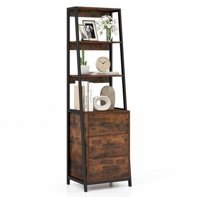Costway Ladder Bookshelf Tall Bookcase Home Office Multifunctional Storage Organizer