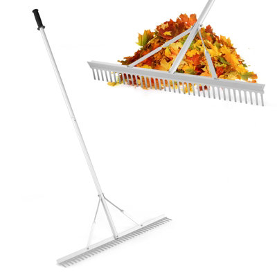 Costway Landscape Lawn Rake Yard Garden Aluminum Rake Wide Rake Head ...