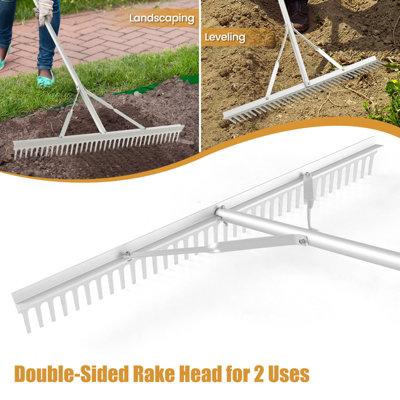 Costway Landscape Lawn Rake Yard Garden Aluminum Rake Wide Rake Head ...