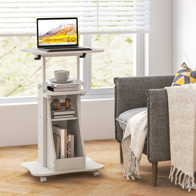 Costway Laptop Cart Height Adjustable Podium Desk Stand w/ Swivel Top