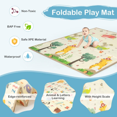 Costway Large Baby Playpen Activity Centre w/Mat Basketball Hoop Soccer ...