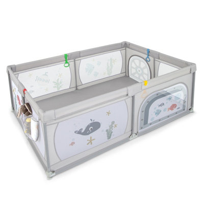 Costway Large Baby Playpen Kids Activity Center w/ 50 PCS Ocean Balls Infant Safety Gate - 8