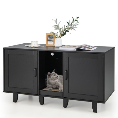Costway Large Cat Litter Box Enclosure Furniture Wooden Kitty Washroom Hidden Washroom Price Comparisons | Compare The Build