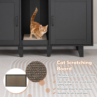 Costway Large Cat Litter Box Enclosure Furniture Wooden Kitty Washroom Hidden Washroom - 7