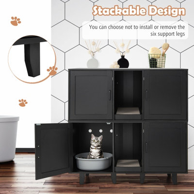 Costway Large Cat Litter Box Enclosure Furniture Wooden Kitty Washroom Hidden Washroom - 8