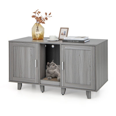Costway Large Cat Litter Box Enclosure Furniture Wooden Kitty Washroom Hidden Washroom Price Comparisons | Compare The Build