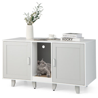Costway Large Cat Litter Box Enclosure Furniture Wooden Kitty Washroom Hidden Washroom Price Comparisons | Compare The Build
