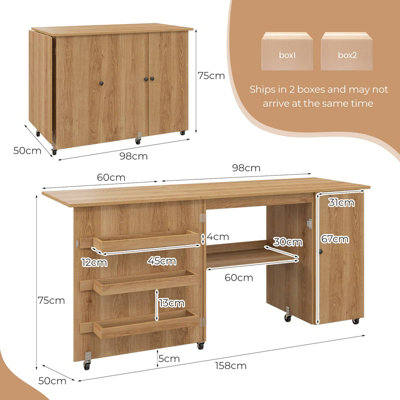 Drop leaf craft table deals with storage