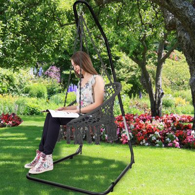 Costway Large Heavy Duty C stand Hanging Swing Egg Chair Hammock Frame Adjustable Height DIY at B Q