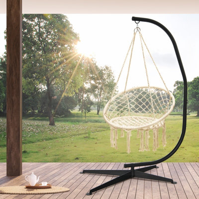 Costway Large Heavy Duty C-stand Hanging Swing Egg Chair Hammock Frame W/ X Base 150KG
