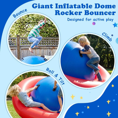 COSTWAY Large Inflatable Dome Rocker Bouncer Roll & Play Bouncing Ball ...