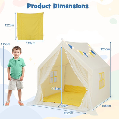 Costway Large Kids Play House Children Indoor Outdoor Castle Play Tent with Cotton Mat