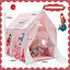 Costway Large Kids Play House Children Indoor Playhouse Castle Fairy Tent Removable Mat Pink