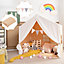 Costway Large Kids Play Tent Children Play House With Washable Cotton Mat & Flag Banner