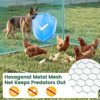 COSTWAY Large Metal Chicken Coop 300 x 203 x 202 CM Walk-in Chicken Run with Waterproof Cover