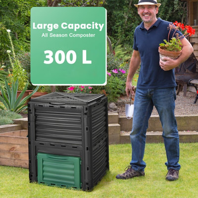 COSTWAY Large Outdoor Compost Bin 300L for Kitchen Waste & Garden ...