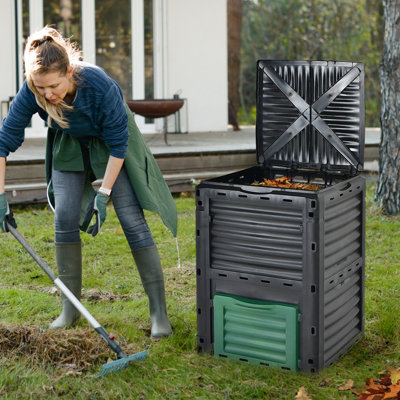 COSTWAY Large Outdoor Compost Bin 300L for Kitchen Waste & Garden ...