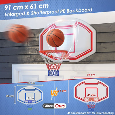 Basketballkorb Indoor 40cm Mini Basketball Korb für Tür & Wandmontage Schwarz