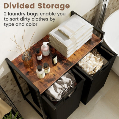 Costway Laundry Hamper Heavy Duty Dirty Laundry Basket w/ Removable Liner Bags - 5