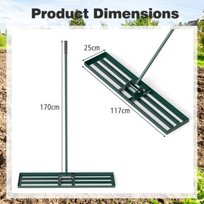 COSTWAY Lawn Leveling Rake 117 cm x 25 cm Heavy Duty Level Lawn Tool-Green