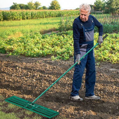 COSTWAY Lawn Leveling Rake 117 cm x 25 cm Heavy Duty Level Lawn Tool-Green