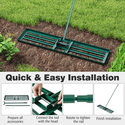 COSTWAY Lawn Leveling Rake 117 cm x 25 cm Heavy Duty Level Lawn Tool-Green