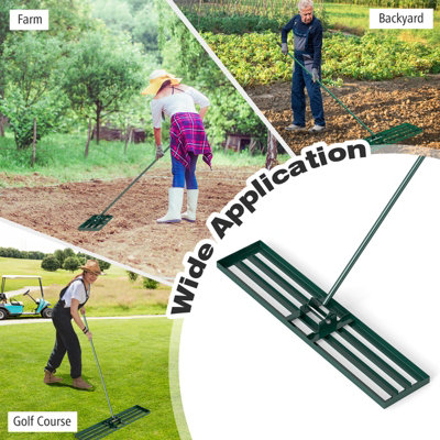 COSTWAY Lawn Leveling Rake 117 cm x 25 cm Heavy Duty Level Lawn Tool-Green