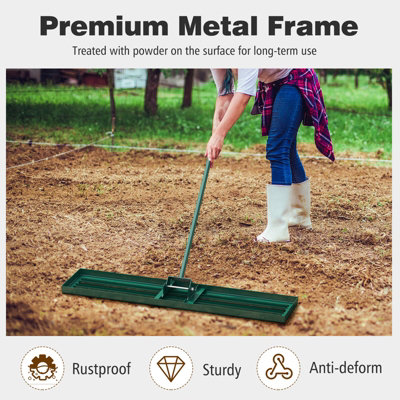 COSTWAY Lawn Leveling Rake 117 cm x 25 cm Heavy Duty Level Lawn Tool-Green