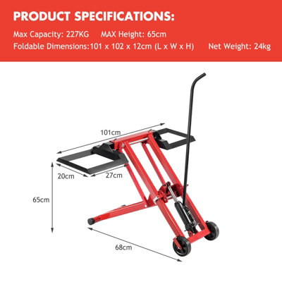 Costway Lawn Mower Lift Jack Adjustable Height and Width Folds Flat with Hydraulic Jack