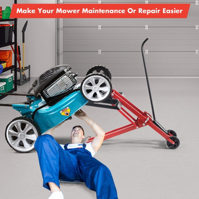 Costway Lawn Mower Lift Jack Adjustable Height and Width Folds Flat with Hydraulic Jack - 4