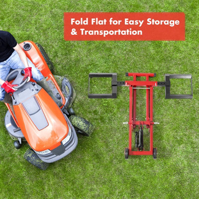 Costway Lawn Mower Lift Jack Adjustable Height and Width Folds Flat with Hydraulic Jack - 5
