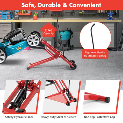 Costway Lawn Mower Lift Jack Adjustable Height and Width Folds Flat with Hydraulic Jack - 6