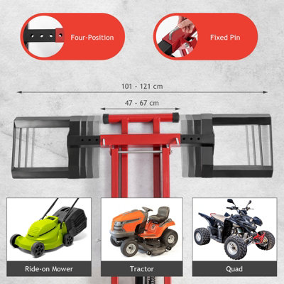 Costway Lawn Mower Lift Jack Adjustable Height and Width Folds Flat with Hydraulic Jack - 7