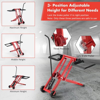 Costway Lawn Mower Lift Jack Adjustable Height and Width Folds Flat with Hydraulic Jack - 8