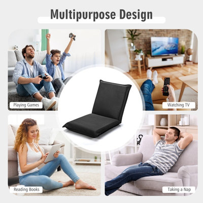 Costway Lazy Sofa Floor Chair Foldable Gaming Chair w 6 Adjustable Positions