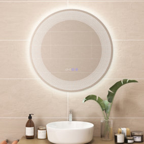 Costway LED Bathroom Mirror Wall-Mounted Vanity Makeup Mirror with 3-Color Dimmable Lights
