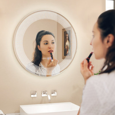 Costway LED Bathroom Mirror Wall-Mounted Vanity Makeup Mirror with 3 ...