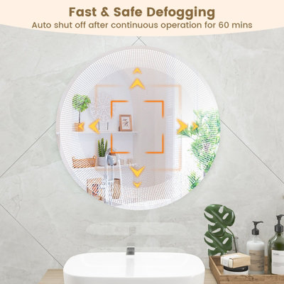 Costway LED Bathroom Mirror Wall-Mounted Vanity Makeup Mirror with 3 ...