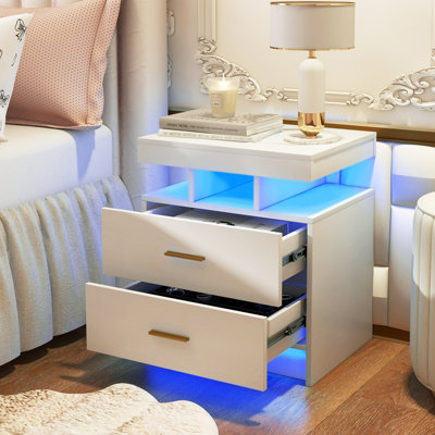 Bedside tables with led lights sales