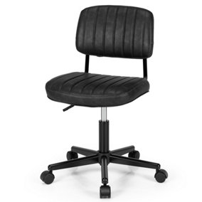 Costway Leisure Chair PU Leather Rolling Upholstered Office Chair Height Adjustable Swivel Accent Chair