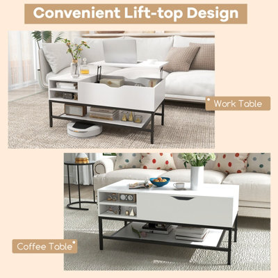 COSTWAY Lift Top Coffee Table Living Room Center Table W/ Removable ...