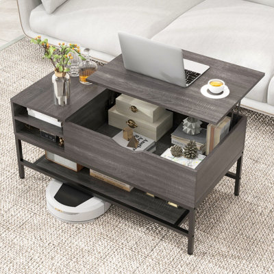 COSTWAY Lift Top Coffee Table Living Room Center Table W/ Removable Shelf