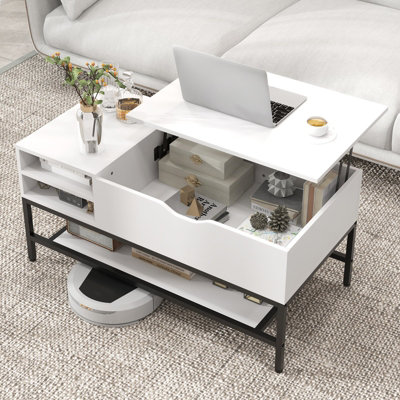 COSTWAY Lift Top Coffee Table Living Room Center Table W/ Removable Shelf