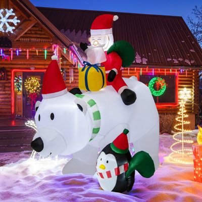COSTWAY Lighted Christmas Inflatables Decoration Inflatable Polar Bear ...
