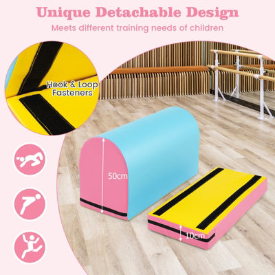 COSTWAY Mailbox Tumbling Mat Gymnastics Vaulting Box w/ Detachable Mat-Blue