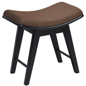 Costway Make-Up Stool Dressing Chair with Curved Seat Cushion Wooden Desk Stool